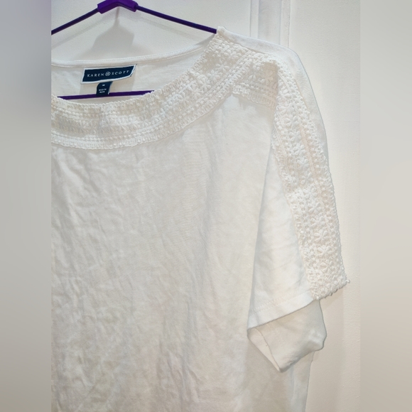 Karen Scott White Short Sleeve Shirt Medium - Picture 4 of 6